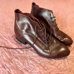 Burgundy Leather Ankle Boots